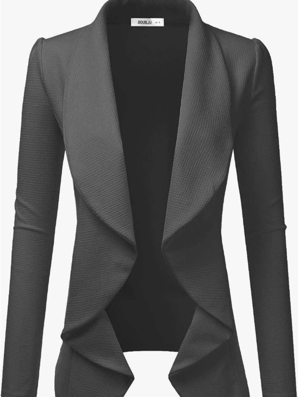 Doublju Black Draped Open-Front Women's Blazer